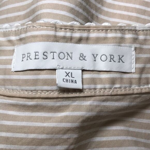 Preston & York 3/4 Sleeve Embellished Blouse V Neck Stand Up Collar Size XL - Picture 4 of 6